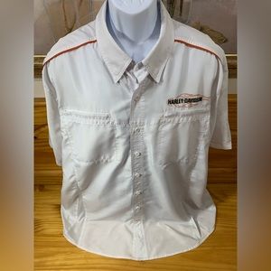 Harley Davidson Genuine HD Performance Mens 3XL White Button Shirt w Pockets